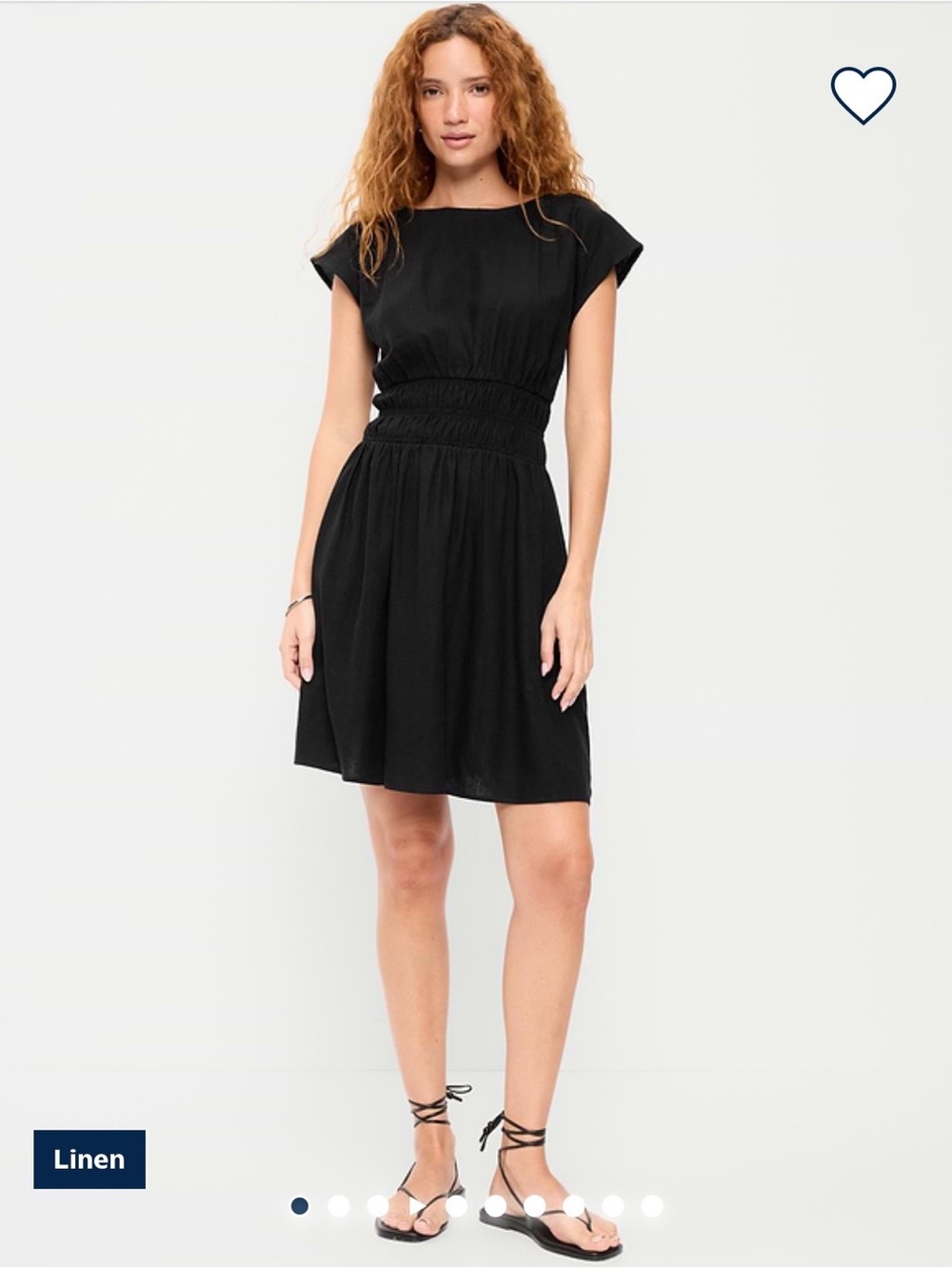 Old Navy XL Black Linen Smocked Bodice Fit & Flare Dress